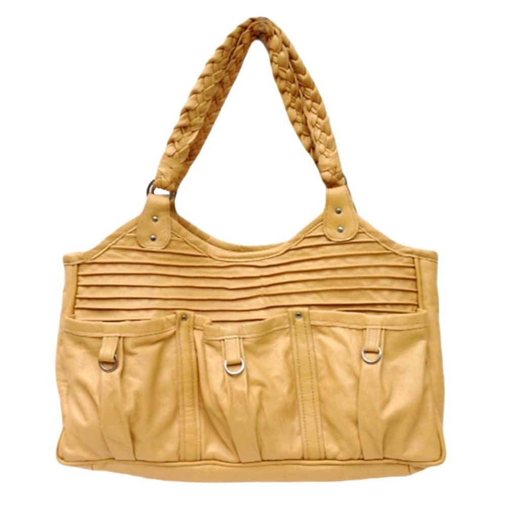 Lola Camel Lambskin Leather Shoulder Bag